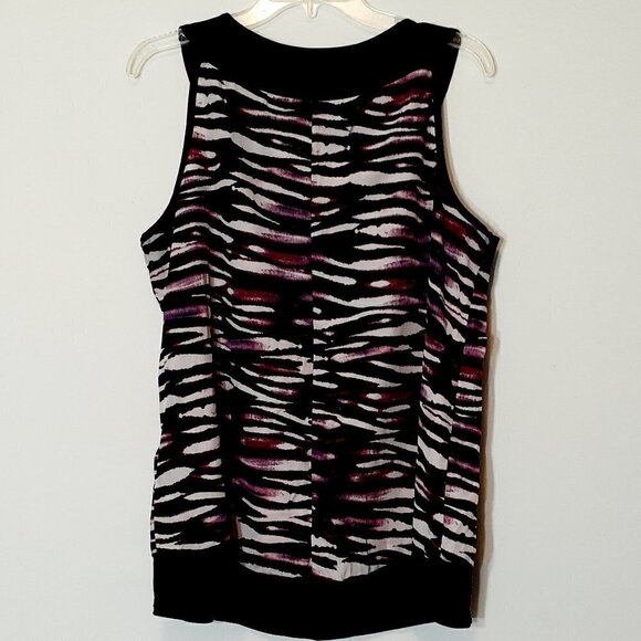 PERSEPTION CONCEPTS Black & Purple Animal Print Sleeveless Tunic Top; Size XL - Picture 3 of 6